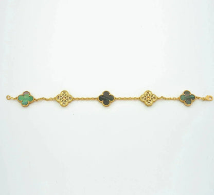 [Vicky]CLOVER 5 MOTIF GRAY MOP DIAMOND BRACELET