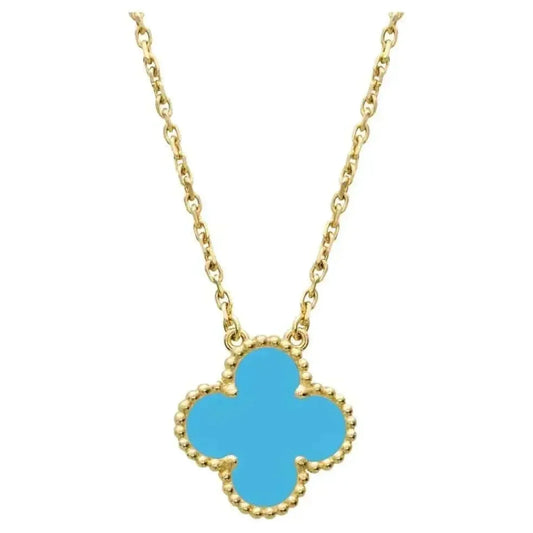 [Vicky]CLOVER 15MM VINTAGE TURQUOISE NECKLACE
