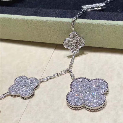 [Vicky]CLOVER 6 MOTIFS SILVER DIAMOND BRACELET