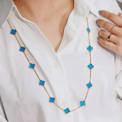 [Vicky]CLOVER 20 MOTIFS TURQUOISE GOLD