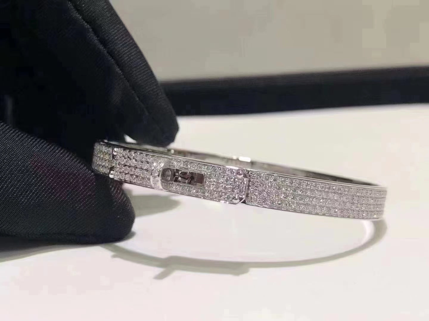 [Vicky]HM KELLY BRACELET IN SILVER AND FULL PAVE DIAMOND