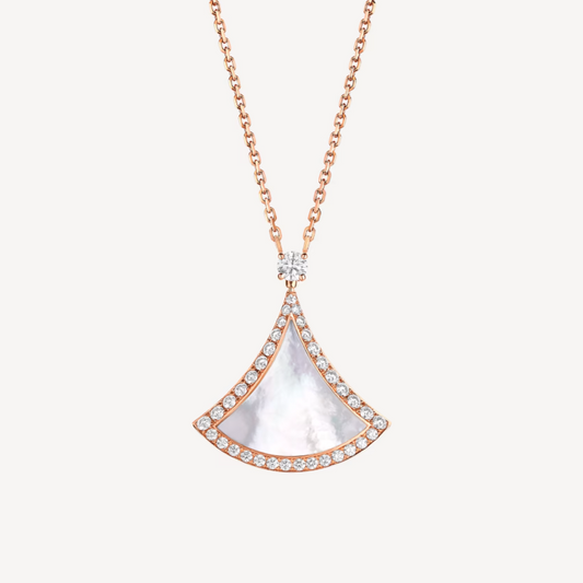 [Vicky]DREAM MOP DIAMOND PAVED PINK GOLD NECKLACE