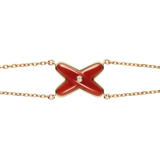 [Vicky]JEUX BRACELET CARNELIAN PINK GOLD 1 DIAMOND