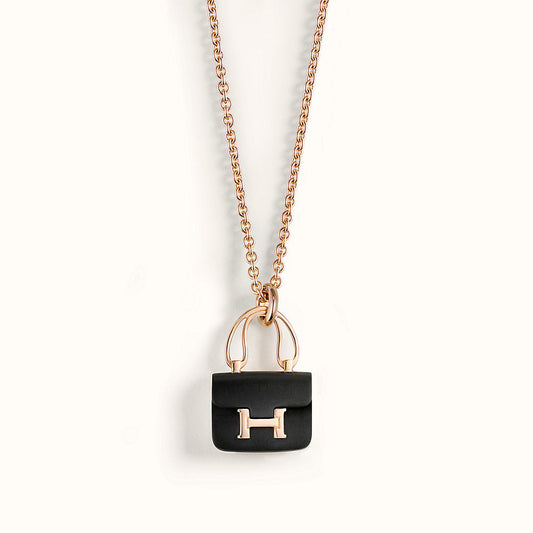 [Vicky]CONSTANCE BLACK PEDANT PINK GOLD NECKLACE