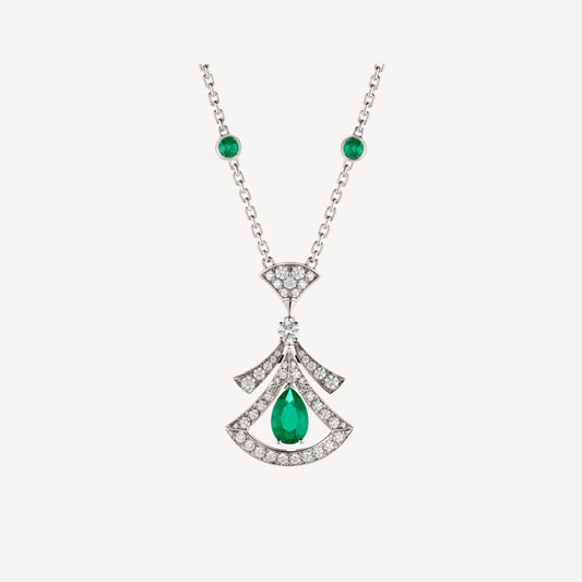 [Vicky]DREAM NECKLACE MALACHITE DIAMOND SILVER