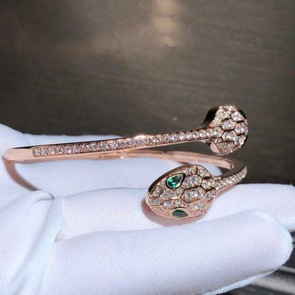 [Vicky]SERPENTI BRACELET PINK GOLD MALACHITE DIAMOND DOUBLE SNAKE