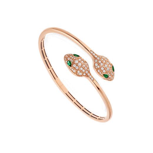 [Vicky]SERPENTI BRACELET PINK GOLD MALACHITE DIAMOND DOUBLE SNAKE