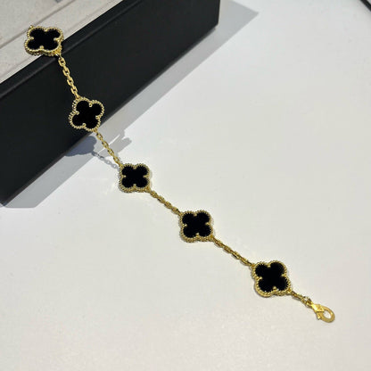 [Vicky]CLOVER  5 MOTIFS BLACK ONYX BRACELET