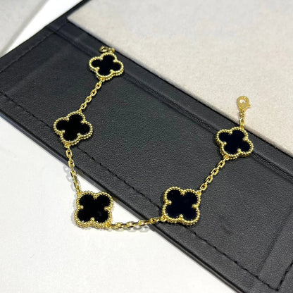 [Vicky]CLOVER  5 MOTIFS BLACK ONYX BRACELET