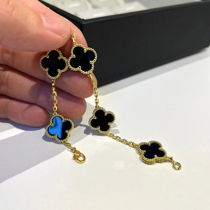 [Vicky]CLOVER  5 MOTIFS BLACK ONYX BRACELET