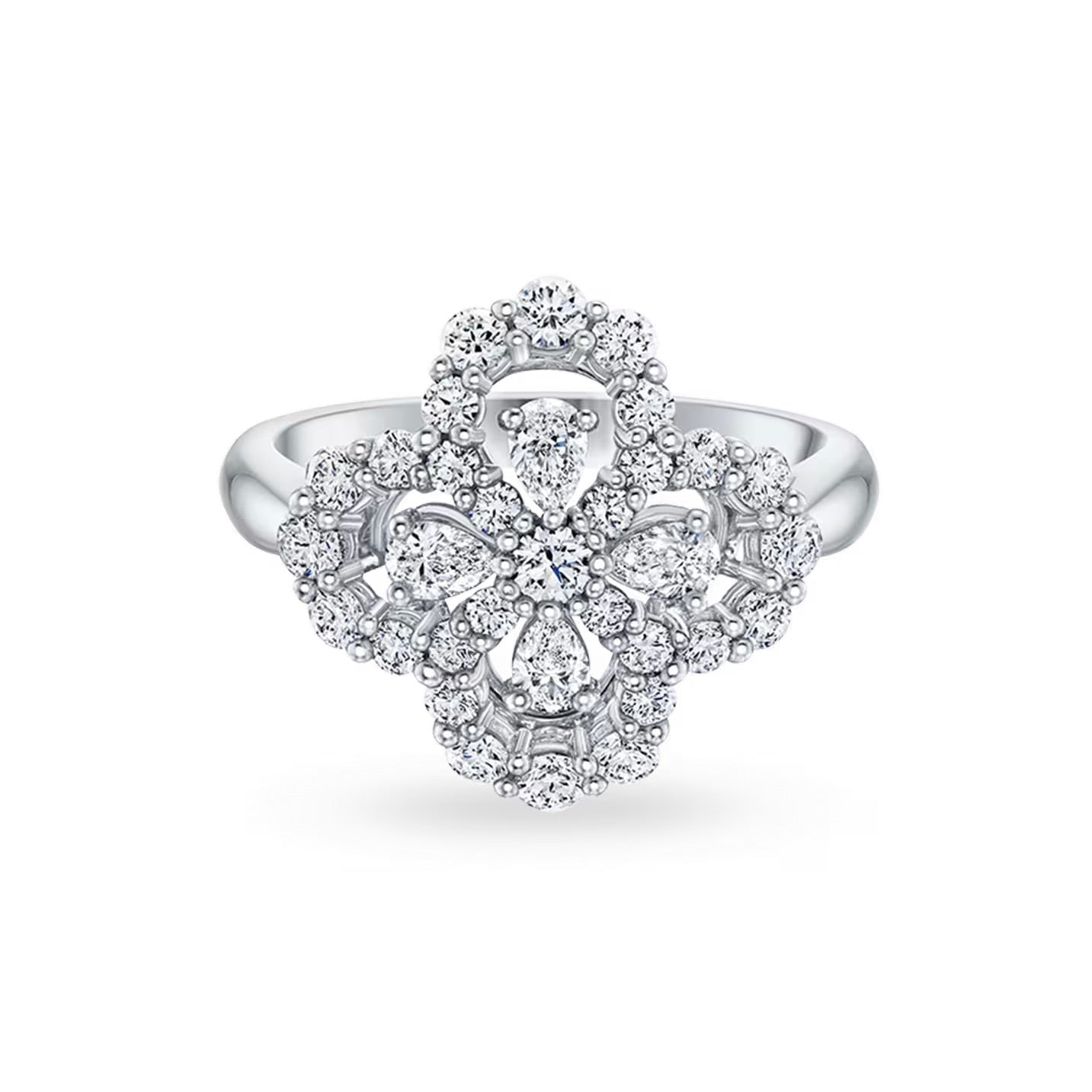[Vicky]LOOP RING FULL MOTIF DIAMOND 16MM SILVE