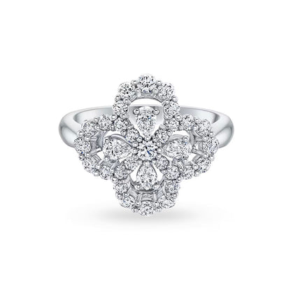 [Vicky]LOOP RING FULL MOTIF DIAMOND 16MM SILVE