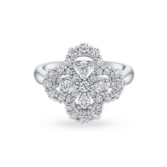 [Vicky]LOOP RING FULL MOTIF DIAMOND 16MM SILVE