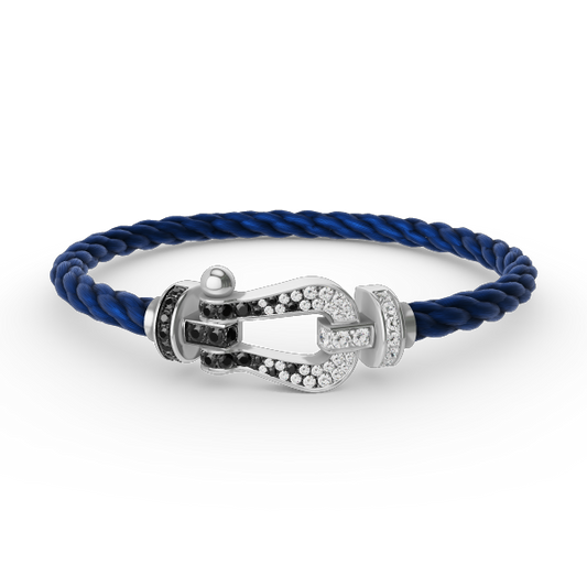 [Vicky]FORCE LARGE HORSESHOE BLACK WHITE DIAMOND BRACELET SILVER