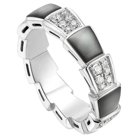 [Vicky]SERPENTI RING SILVER DIAMOND BLACK MOP 4MM