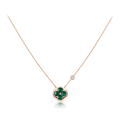 [Vicky]SUN PEDANT PINK GOLD 1 DIAMOND NECKLACE