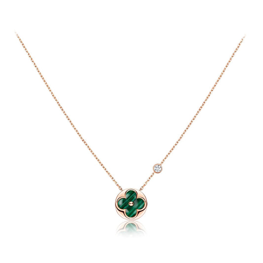 [Vicky]SUN PEDANT PINK GOLD 1 DIAMOND NECKLACE