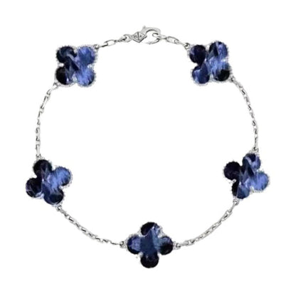 [Vicky]CLOVER 5 MOTIF PIETERSITE SILVER BRACELET