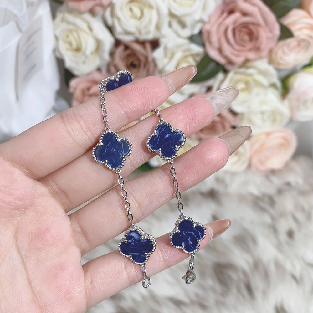 [Vicky]CLOVER 5 MOTIF PIETERSITE SILVER BRACELET