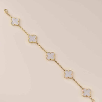[Vicky]CLOVER  5 MOTIF WHITE MOP BRACELET