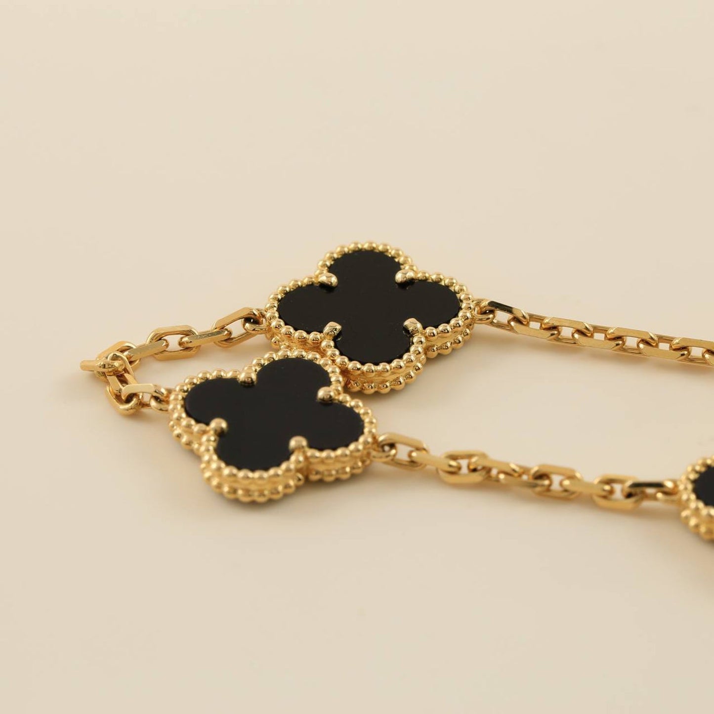[Vicky]CLOVER  5 MOTIFS BLACK ONYX BRACELET