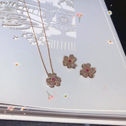 [Vicky]FRIVOLE ROSE GOLD FLOWER DIAMOND NECKLACE