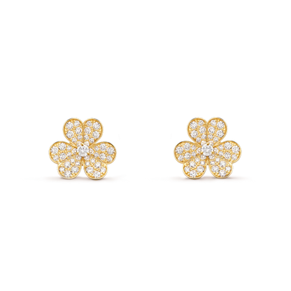 [Vicky]FRIVOLE GOLD FLOWER DIAMOND EARRINGS