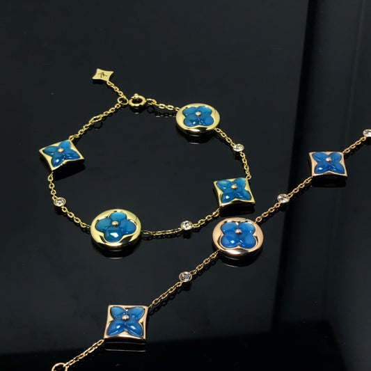 [Vicky]STAR AND SUN 4 MOTIF BLUE BRACELET