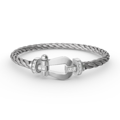 [Vicky]FORCE LARGE HORSESHOE HALF DIAMOND BRACELET SILVER