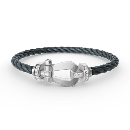 [Vicky]FORCE LARGE HORSESHOE HALF DIAMOND BRACELET SILVER
