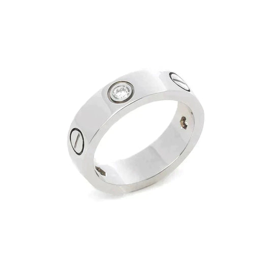 [Vicky]LOVE RING 5.5MM 3 DIAMONDS SILVER